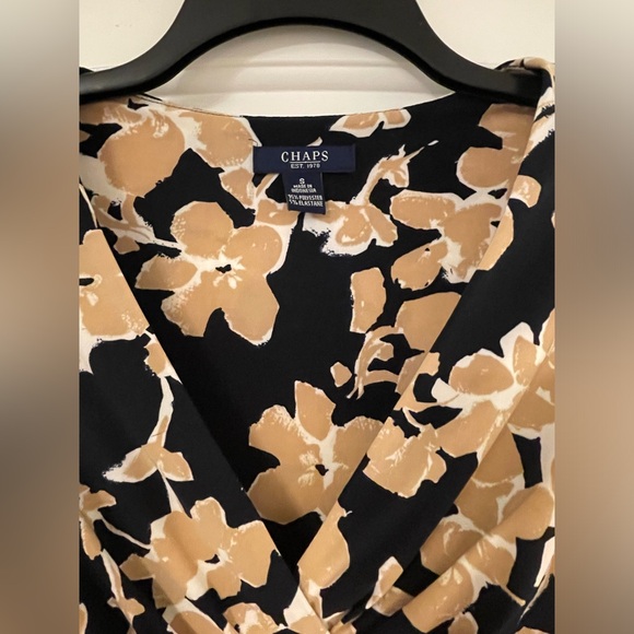 CHAPS A-line Dress with V-neck and Removable Shoulder Pads - Picture 3 of 8